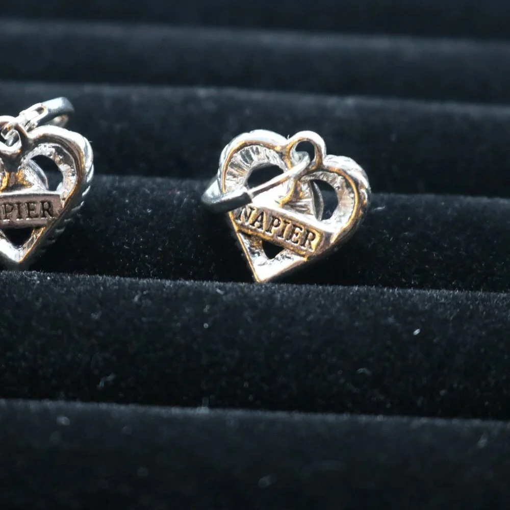 Napier silver-tone and tanzanite crystal heart shape leverback earrings